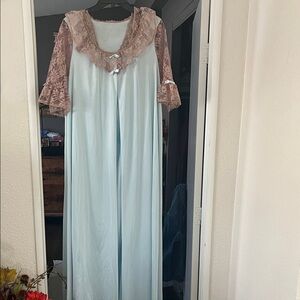 Elegant Blue and Brown Women's Nightgown and robe
